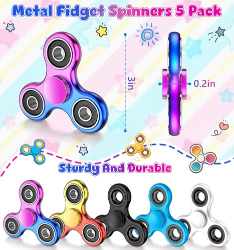 Atesson Fidget Spinner Metal High Speed 23 Min Fidget Toys For Stress 5 Pack