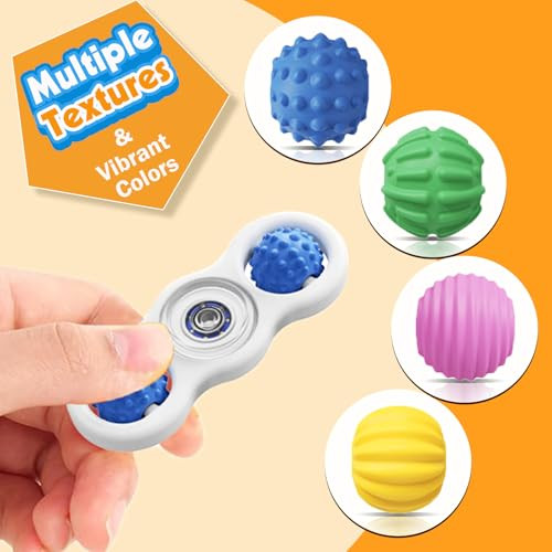 Limotex Sensory Fidget Toys For Kids: 2In1 Silicone Quiet Fidget Spinner With 4 Pack
