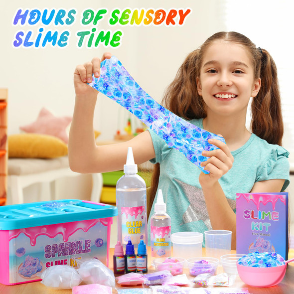 Inksbui Confetti Slime Kit Sparkling Glimmer Crunchy Foam Jelly Cubes Slime Stress