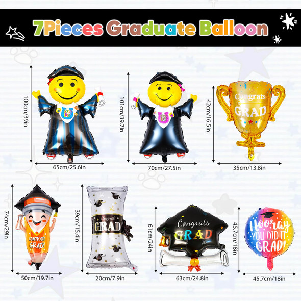 Xjyxqf Graduation Balloons Large Variety Mylar Balloons Set For Graduation Party 8Pcs