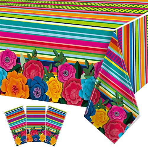 Zoiiwa Mexican Fiesta Party Supplies Mexican Theme Tablecloths Fifth Of May Table 3 Pieces