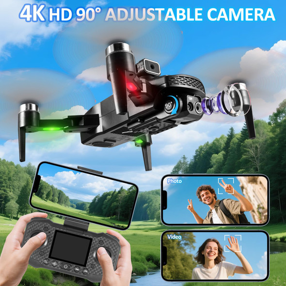 Mgfdget Mini Drone With 4K Dual CamerasOne Key Take Off/LandingBrushless MotorAltitude Hold