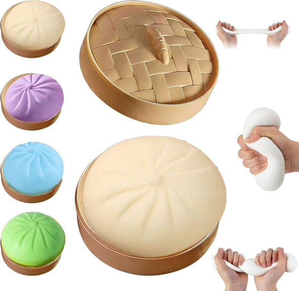 Lmoy Dumpling Squishies Giant Glitter Dumpling Colorful Dumplings Stress Balls Fidget Sensory White