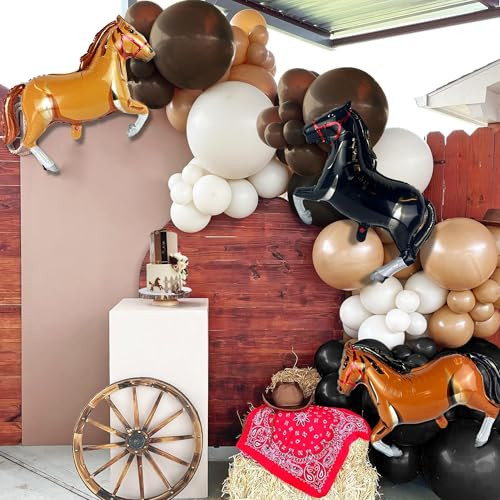 Xipegpa Western Party Horse Balloons Cowboy Decoration Kit Farm Cowboy Foil Latex 143 Pcs