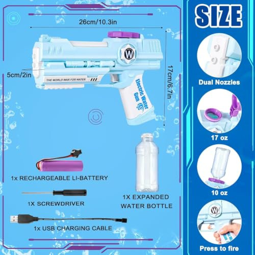 Weirtoya Electric Water Gun Ultimate Battle Blaster Water Guns With Dual Nozzles