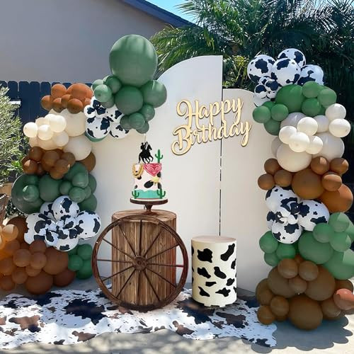 Xipegpa Green Cow Balloons Arch Garland Kit Cow Party Decorations For Baby 158 Pcs Green