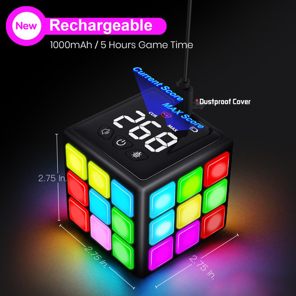 Xinbeiya Rechargeable Handheld Cube With Games Black