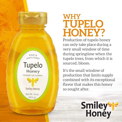 B1 Honey Smiley Honey 100% Tupelo Honey Straws Raw Pure And Unfiltered Honey 25 Count