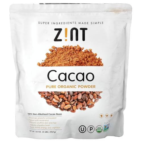 Zint Organic Cacao Powder : PaleoCertified Organic Non Gmo Anti Aging Antioxidant 32 Oz