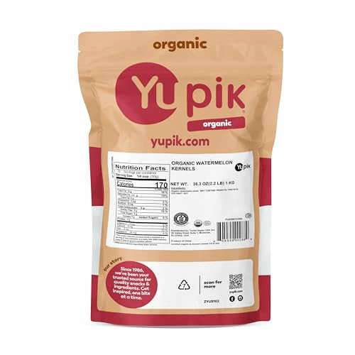 Yupik Organic Watermelon Kernels No Shells GlutenFree NonGmo Vegan Kosher Shelled Raw 35.2 Oz 2.2 Lb