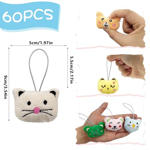 Xipegpa Mini Animal Plush Toys Set Cute Small Animal Stuffed Toy Keychain 60 Pcs