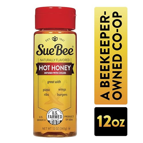Sue Bee Naturally Infused Hot Honey With Chili Peppers Pure Honey Us Grade 12 Ounce Pack Of 6