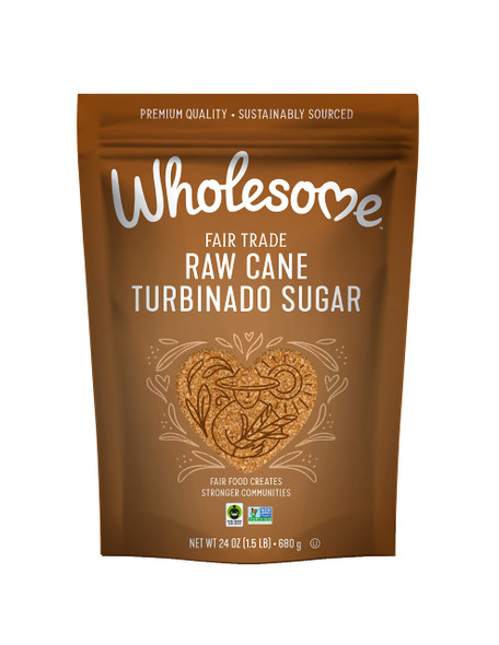 Wholesome Sweeteners 24Ounce Raw Cane Turbinado Cane Sugar Fair Trade Non Gmo 12 Pack