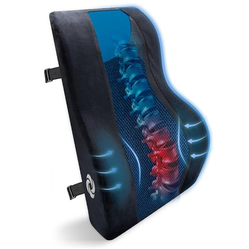 Samsonite Memory Foam Lumbar Support Pillow Ergonomic Back Cushion For Office Chair Black