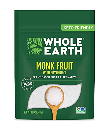 Whole Earth Sweetener Monk Fruit Sweetener With Erythritol PlantBased Sugar Alternative (Pack Of 12 Ounce Pack Of 4