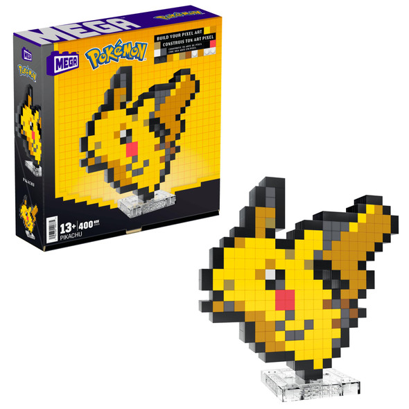 Mega Brands Pok'mon Pikachu Construction Set Articulated Figure Retro Pixelated Style Wall Or 15 Cm 400 Pieces