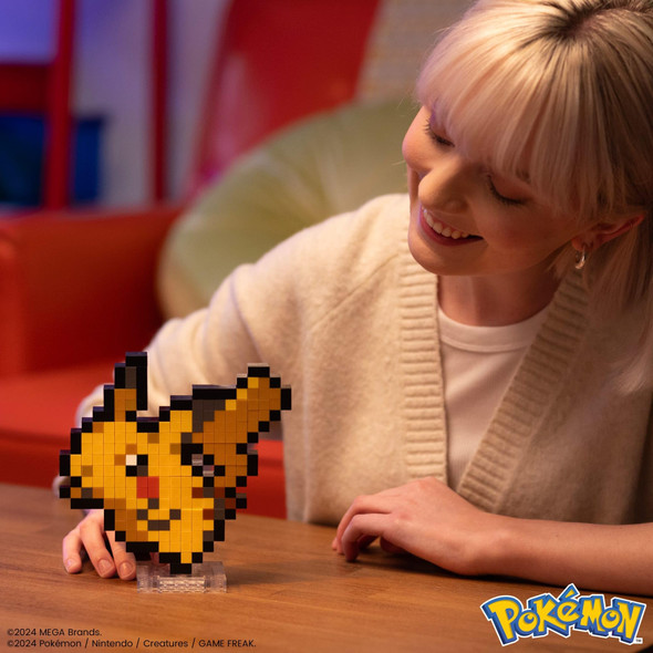 Mega Brands Pok'mon Pikachu Construction Set Articulated Figure Retro Pixelated Style Wall Or 15 Cm 400 Pieces