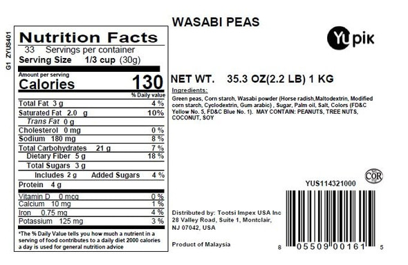 Yupik Wasabi Peas 2.2 Lb Green