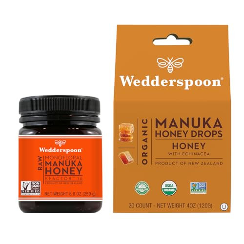 Wedderspoon Raw Premium Manuka Honey Kfactor Of 1) And Manuka Honey Drops 8.8 Oz 20 Count