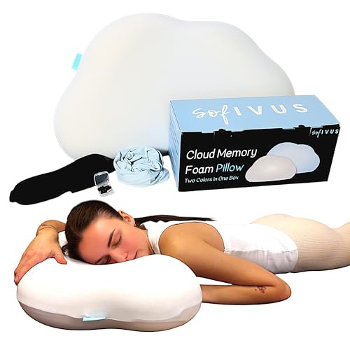 Sofivus Cloud Shaped Contour Cervical Memory Foam Pillow With Additional Pillowcase