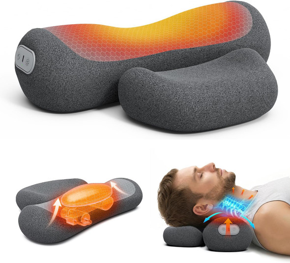 Yunari 3In1 Cordless Neck And Cervical Massager Pillow With Heating and Airbag Grey