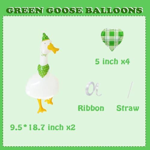 Zafete Green One Silly Goose Foil Balloons Spring Garden Country Cottage Core Green