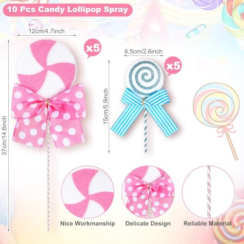 Vertintong Candy Party Decorations Pastel Lollipop Spray Table Ornaments For Birthday Baby 10 Pcs