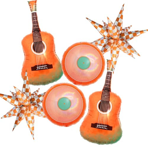 Zafete Guitar Record Explosion Star Balloons Orange And White Green The Life Orange