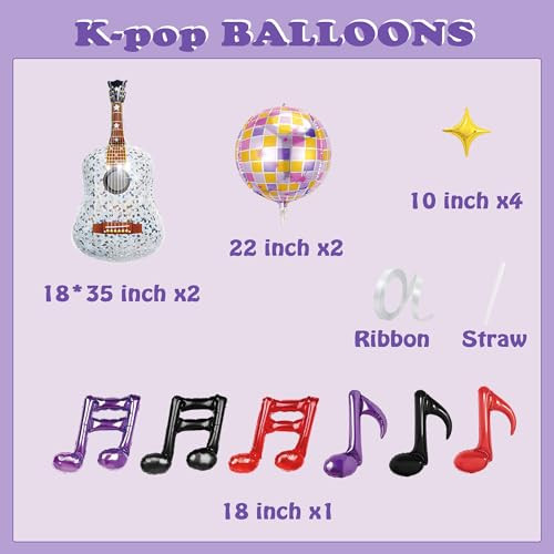Zafete Inflatable Silver Kpop Guitar Balloons Disco Ball Balloons K Pop Korean 22 Inch Silver