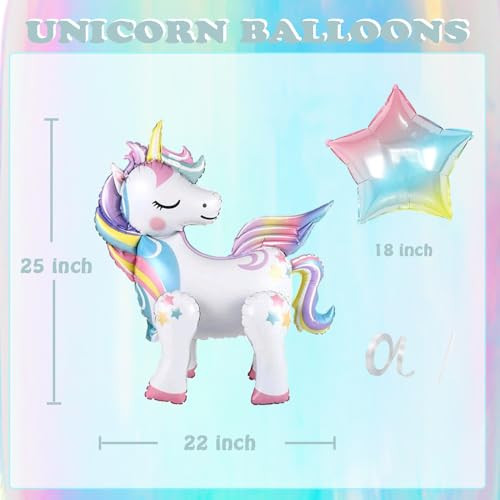 Zafete Self Standing Rainbow Unicorn Star Foil Balloons Arch Kit Unicorn Girl