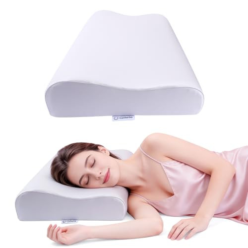 Qilele Ergonomic Memory Foam Pillow 2 Heights: MidLow Cervical Support Relieve Neck