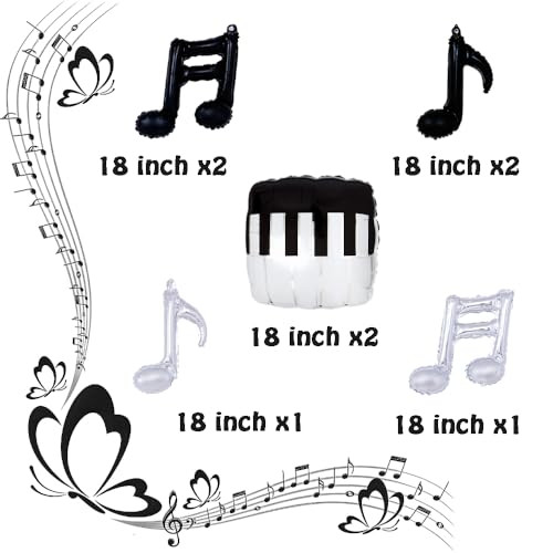 Zafete Piano Music Note Balloons Music Themed Party Decorations Retro Disco Rock