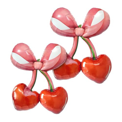 Zafete Red Cherry Bow Foil Balloons Arch Garland Summer Berry Fruit She's 42 Inch 2Pcs