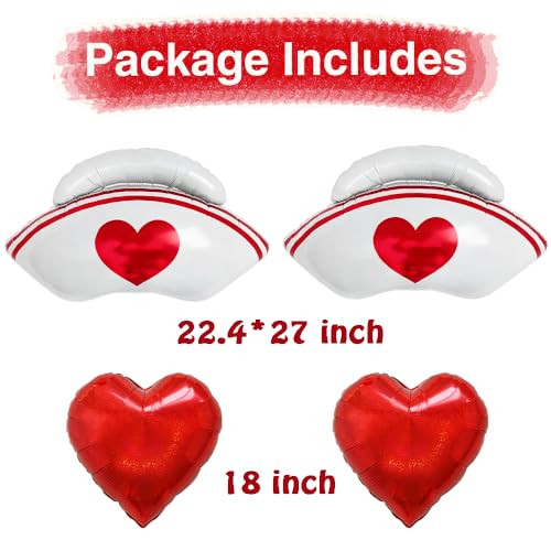 Zafete Nurse Cap Balloons Thank You Nurses Red Heart Shaped Balloon Rn Red