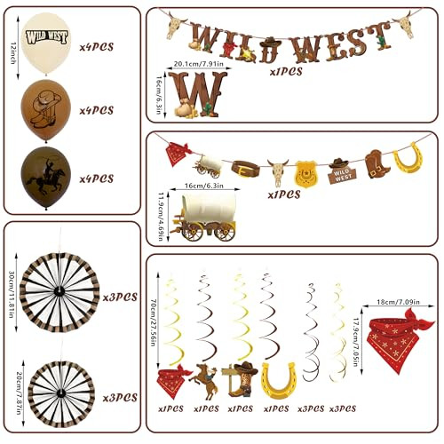 Xipegpa Wild West Cowboy Party Decorations With Banners Hanging Swirls Ceiling Streamers 30 Pcs