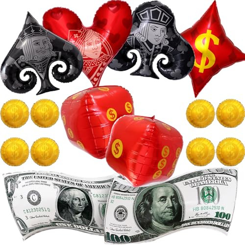 Zafete Casino Balloons Dice Poker Cards Money Dollar Balloons Las Vegas Casino