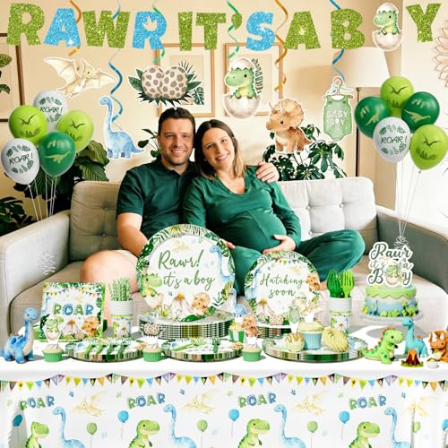Hombae Dinosaur Baby Shower Decorations Boy Hatching Soon Baby Shower Party Supplies