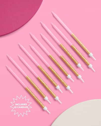 Xo Fetti Pink + Gold Glitter Candles Pink