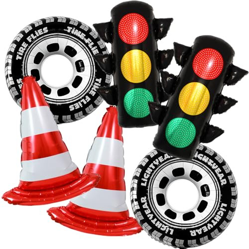 Zafete Inflatable Traffic Light Cones Tires Balloons Race Car Wheels Racecar Transportation