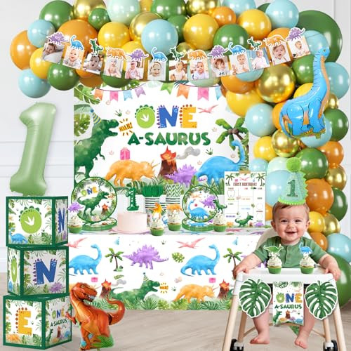 Cocomigo One A Saurus Birthday Decorations Serves 25 Guests OneStop Dinosaur 1St 298Pcs