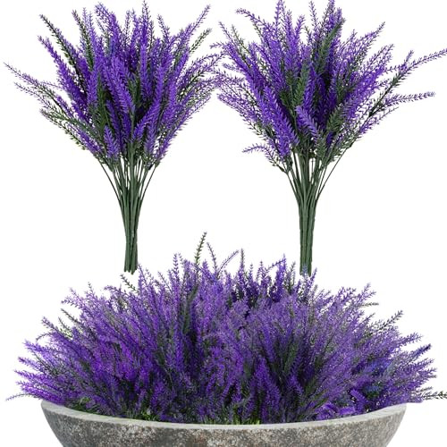 Rainflow Artificial Lavender Flowers 8 Pcs Purple