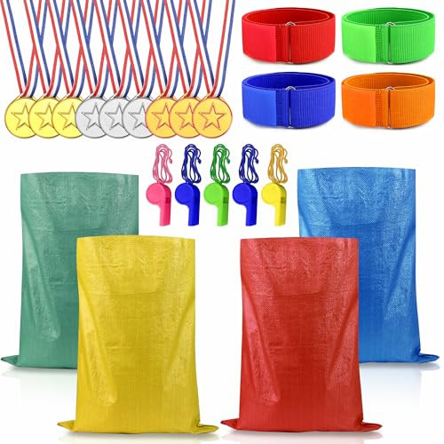 Xipegpa Outdoor Potato Race Bags 3 Legged Race Bands For Outdoor Birthday 22 Pcs