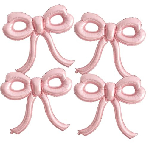 Ythetm Pink Bow Balloons Bow Birthday Decorations For Girl Women Baby Shower 4 Pcs Pink