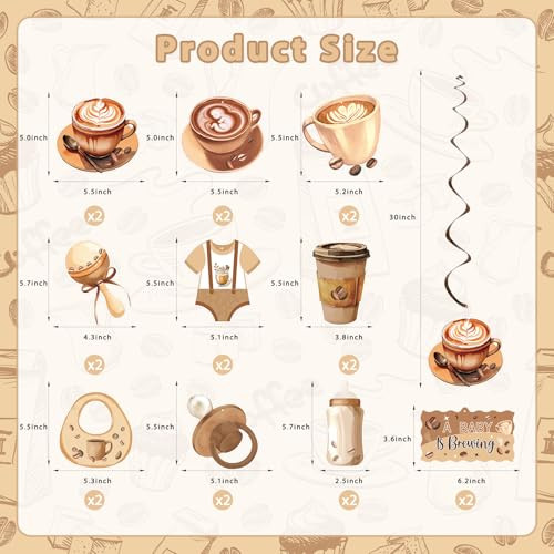 Ythetm A Baby Is Brewing Baby Shower Decorations Coffee Latte Hanging Swirl 20 Pcs