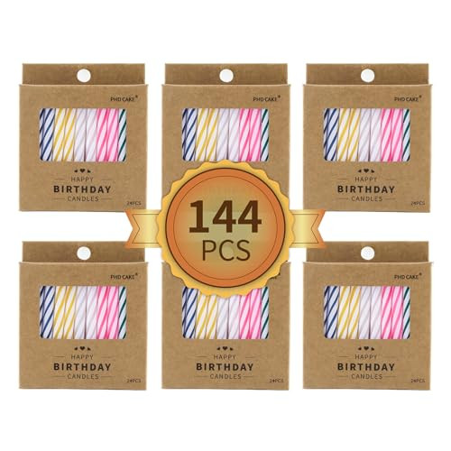 Phd Cake 144Count Multicolored Spiral Birthday Candle Birthday Candles For Cake Cupcake Candles