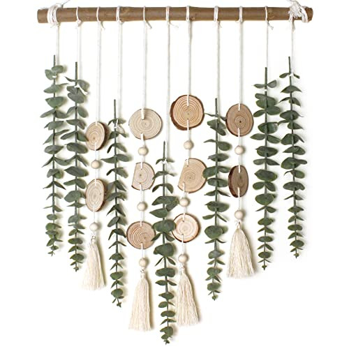Giauma Artificial Eucalyptus Wall Decor Fake Greenery Leaves Stems Wall Hanging Plants 16.5 Inch