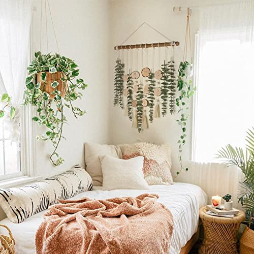 Giauma Artificial Eucalyptus Wall Decor Fake Greenery Leaves Stems Wall Hanging Plants 16.5 Inch