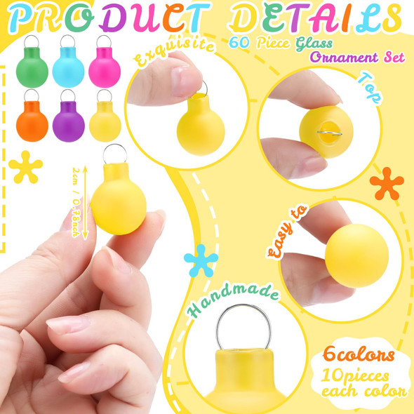Vertintong 1'' Colorful Opaque Glass Ball Ornament For Mini Christmas Tree Bulk 60 Pcs Multicolor