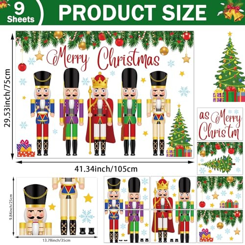 Zoiiwa Christmas Window Clings Nutcracker Window Stickers Xmas Nutcracker Window Clings Decor