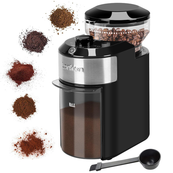 Lonkion Burr Coffee Grinder Electric 12 Cups Stainless Steel